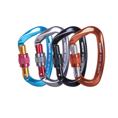 ভালো দাম Black Oxide Coated Coating Aluminum Carabiner 25KN D Shape Flat Hook for Climbing অনলাইন