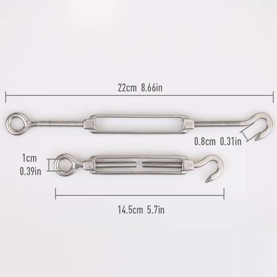 ভালো দাম তাঁবু স্থাপনের জন্য 304 স্টেইনলেস স্টিল তারের দড়ি আই এবং হুক টার্নবকল ভারী ডিউটি হার্ডওয়্যার কিট অনলাইন