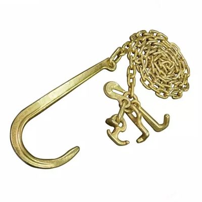 ভালো দাম Diameter 8mm Black Yellow Galvanized Transport Chain Towing Chains with Hooks অনলাইন