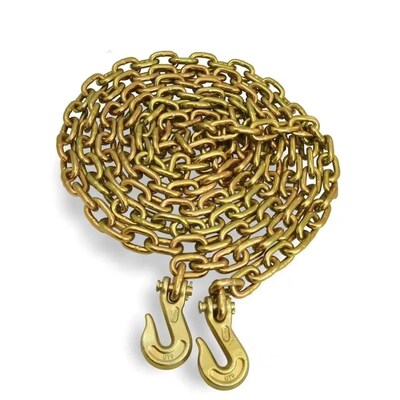 3/8'X 20 ফুট হলুদ জিংক ভারী দায়িত্ব ঝালাই চেইন G 70 Clevis গ্র্যাপ হুক সঙ্গে