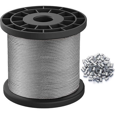 ভালো দাম Stainless Steel 304 Wire Cable 7x7 Strands Core Steel Cable 328FT Aircraft Cable Sleeves Stops 1/16 7*7 Wire Rope For Outdoor অনলাইন