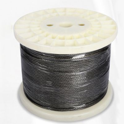 ভালো দাম 7x7 নির্মাণ স্টেইনলেস স্টিল তারের দড়ি রেলিং কেবল 200FT কালো T316 এয়ারক্রাফ্ট কেবল ডেক রেল সিঁড়ি ব্যালস্ট্রেডের জন্য অনলাইন