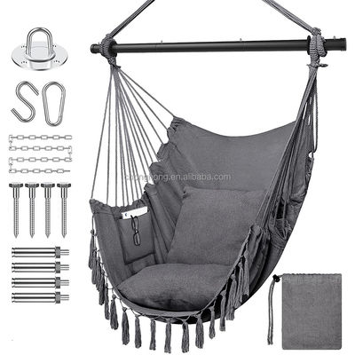 ভালো দাম 100*130cm 320g Polyester-cotton Hanging Rope Swing Hammock With Two Pillows অনলাইন