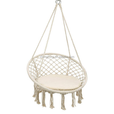 ভালো দাম Round Hanging Hammock Outdoor Garden Cotton Rope Macrame Fringe Patio Swing Hammock Chair Pet Hammock অনলাইন