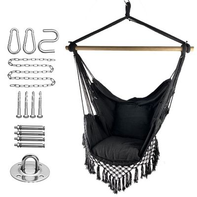 ভালো দাম 100*130cm 320g Polyester-cotton Hanging Rope Swing Hammock With Two Pillows অনলাইন