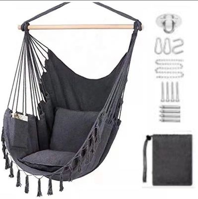ভালো দাম 100*130cm 320g Polyester-cotton Hanging Rope Swing Hammock With Two Pillows অনলাইন