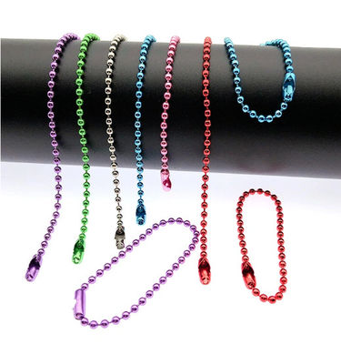 ভালো দাম Colorful 120mm Long Mixed Color Metal Adjustable Antiqued Ball Chain with Bead Connector Clasp Keychain অনলাইন